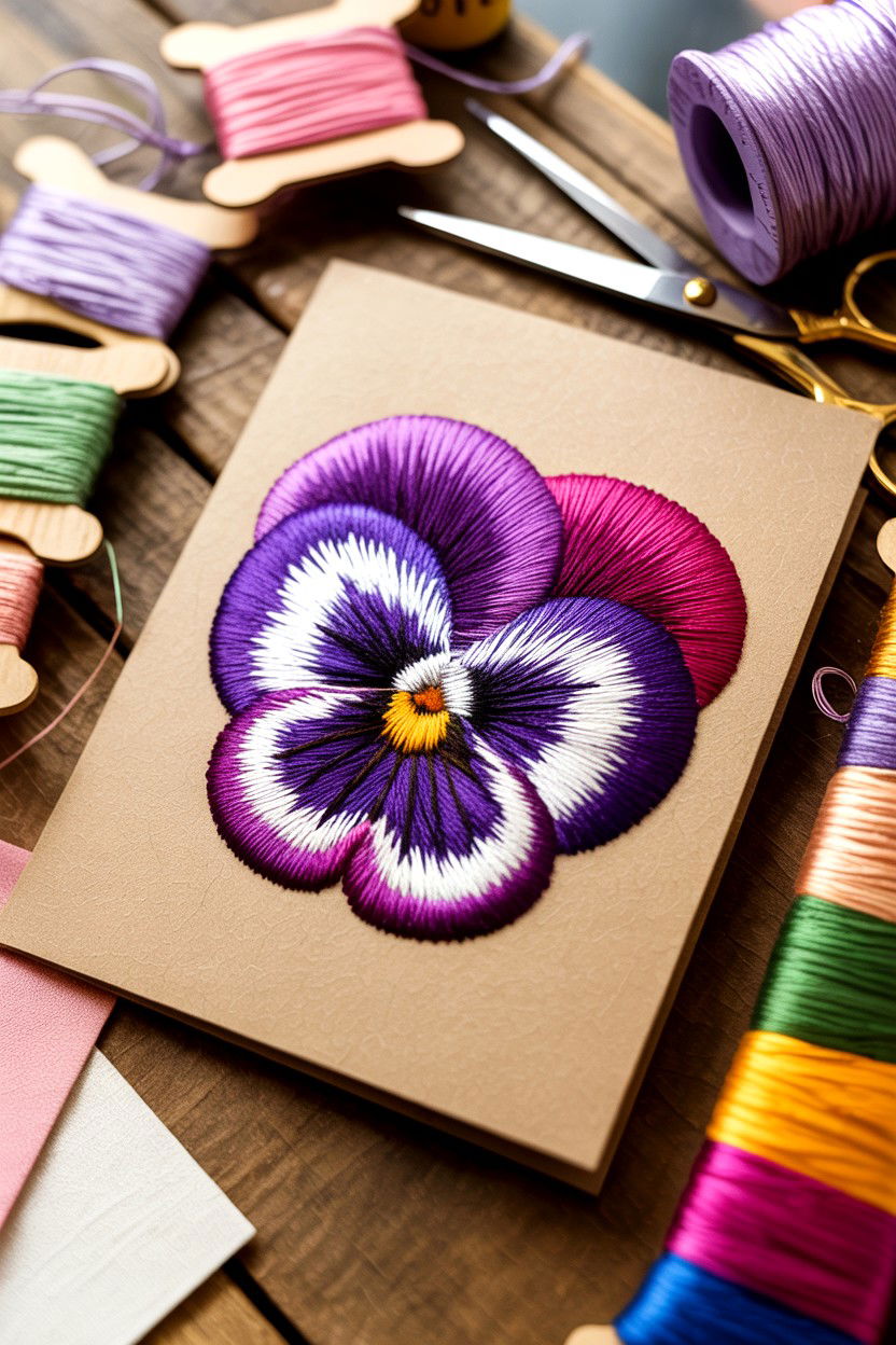 Embroidered Flower Card - 25 Floral Valentine's Day Card Ideas