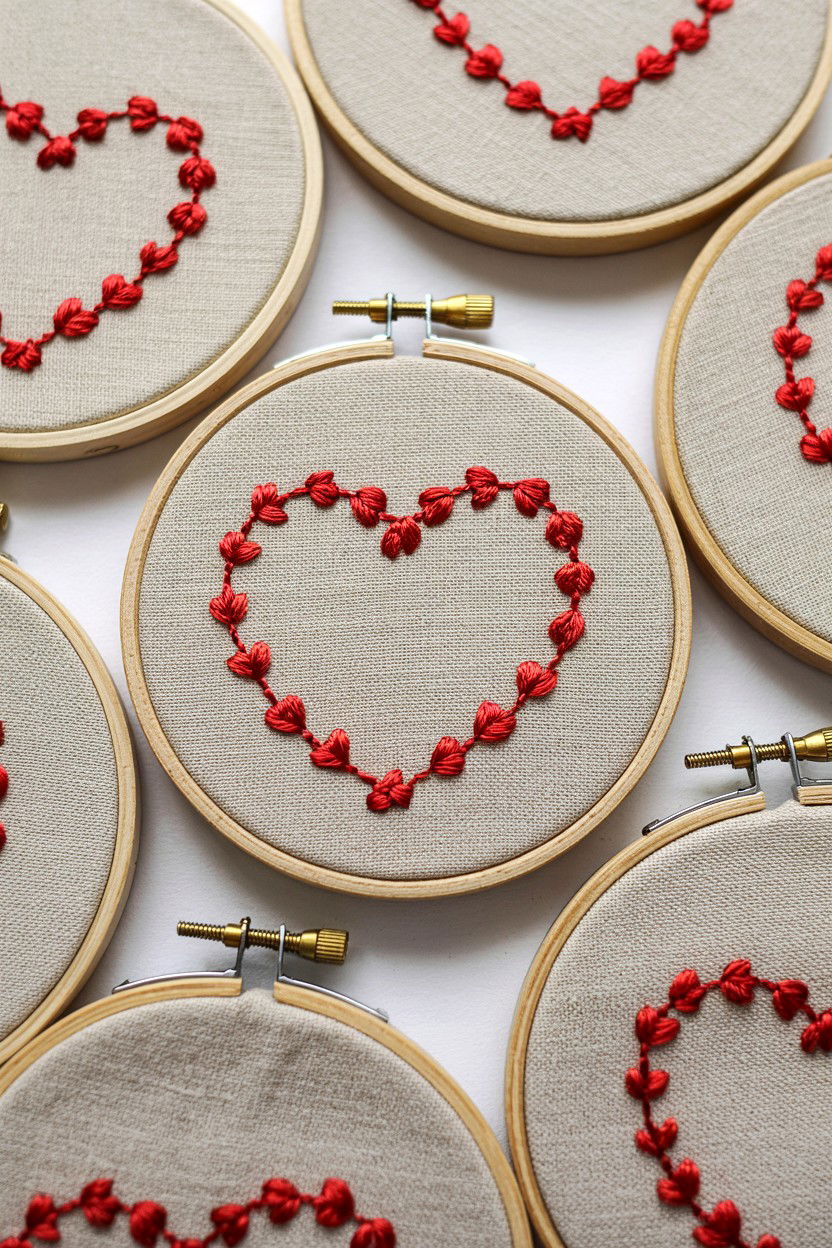Embroidered Heart Hoop Art - 25 Valentine's Day Wall Art Ideas