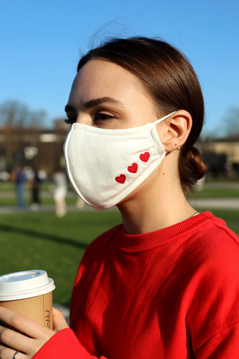Embroidered Heart Mask - 25 Valentine's Day Face Mask Ideas