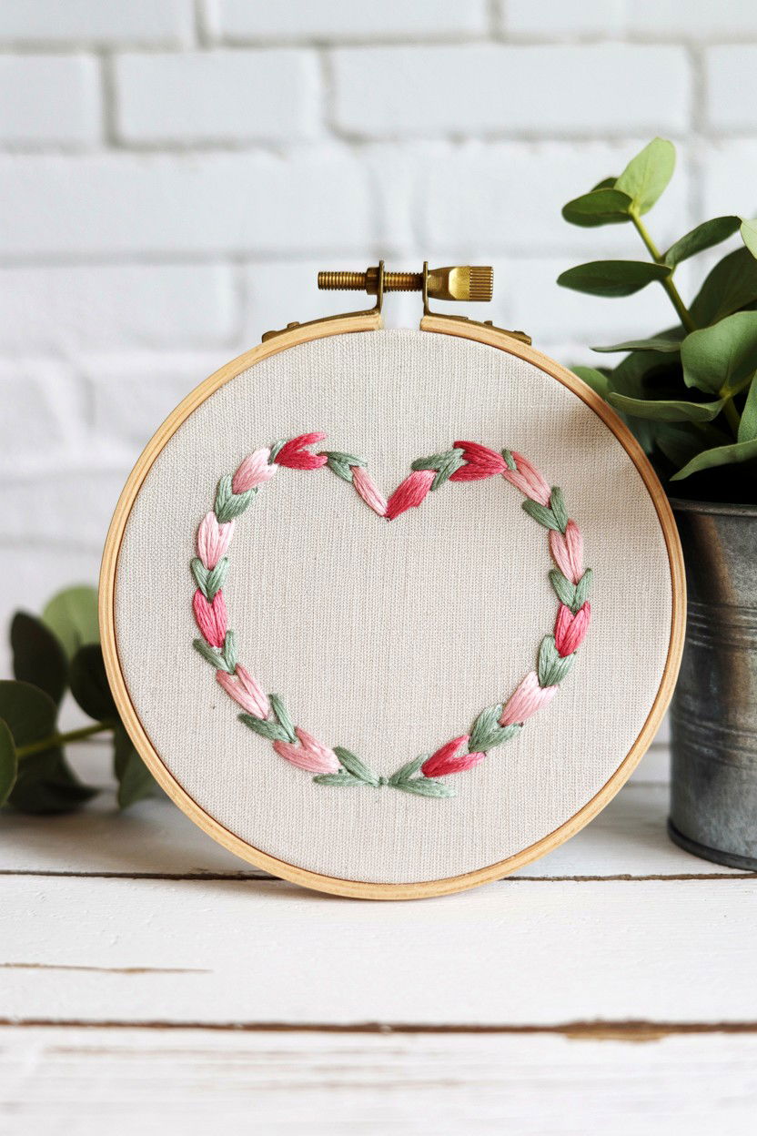 Embroidered Hoop Sign - 25 Valentine's Day Love Sign Ideas