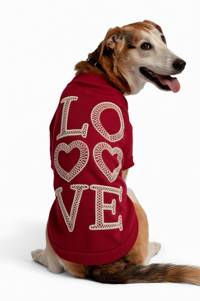 Embroidered Love Pet Knit - 25 Valentine's Day Pet Sweater Ideas