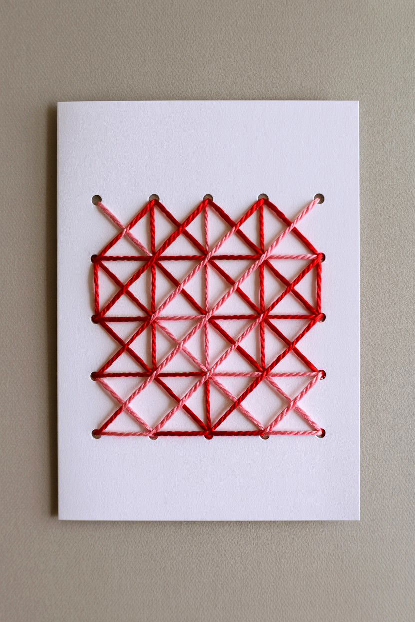 Embroidered Valentine Card - 25 Handmade Valentine's Day Cards