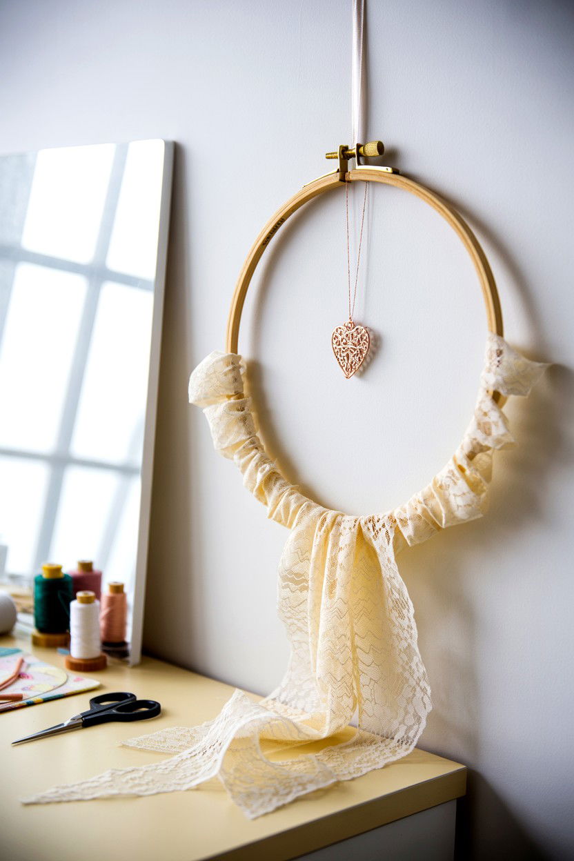 Embroidery Hoop Wreath - 25 Dollar Store Valentine's Day Wreath Ideas