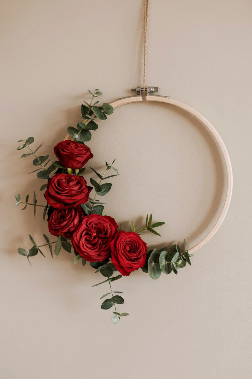 Embroidery Hoop - 25 Simple Valentine's Day Wreath Ideas