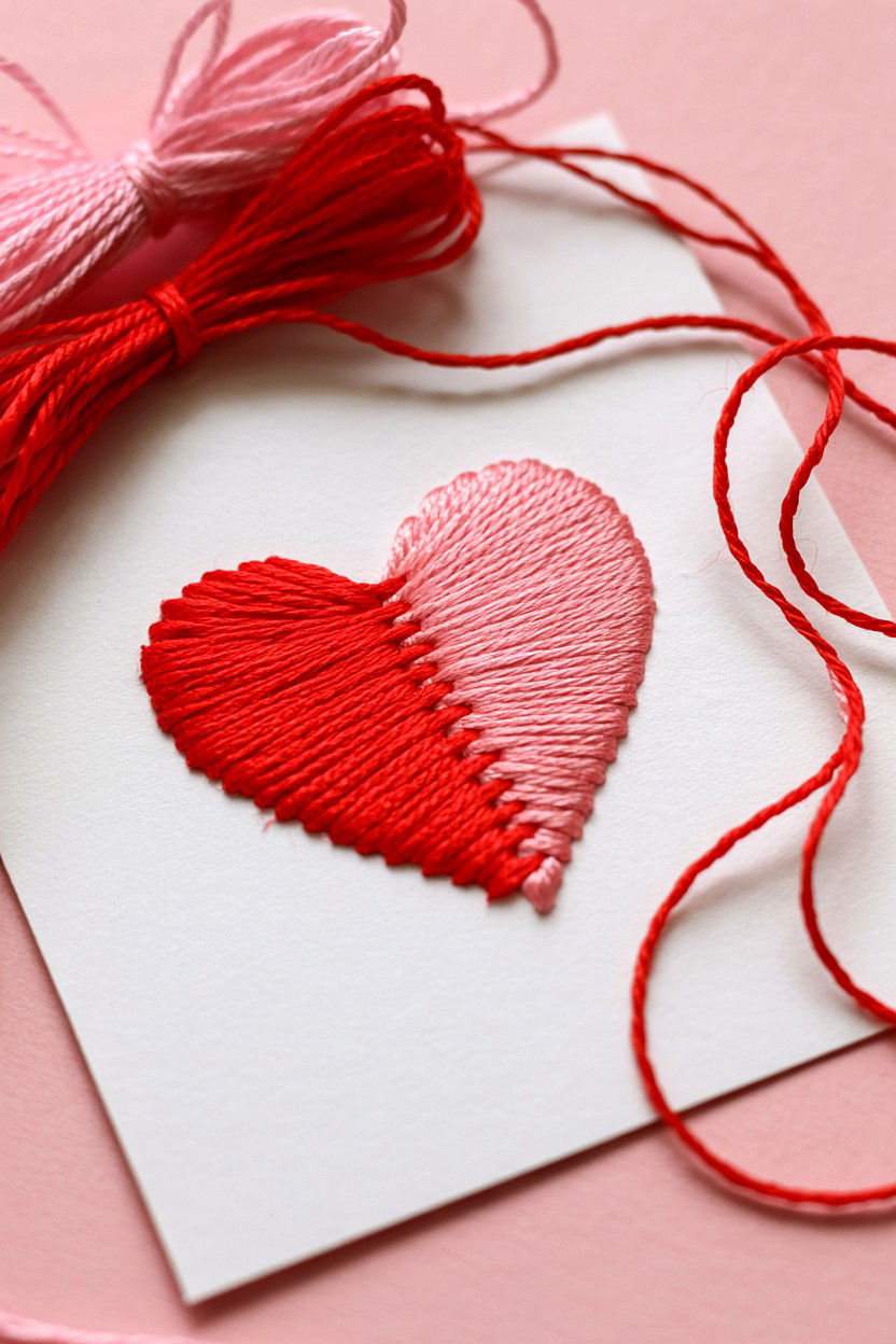 Embroidery On Cardstock - 25 Modern Valentine's Day Card Ideas