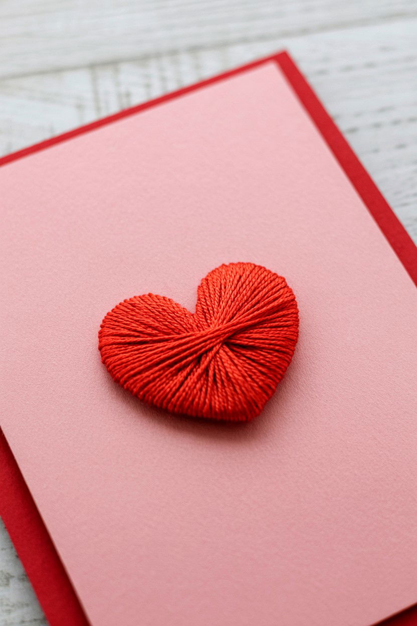 Embroidery Thread Card - 25 Valentine's Day Card Ideas for Boyfriend