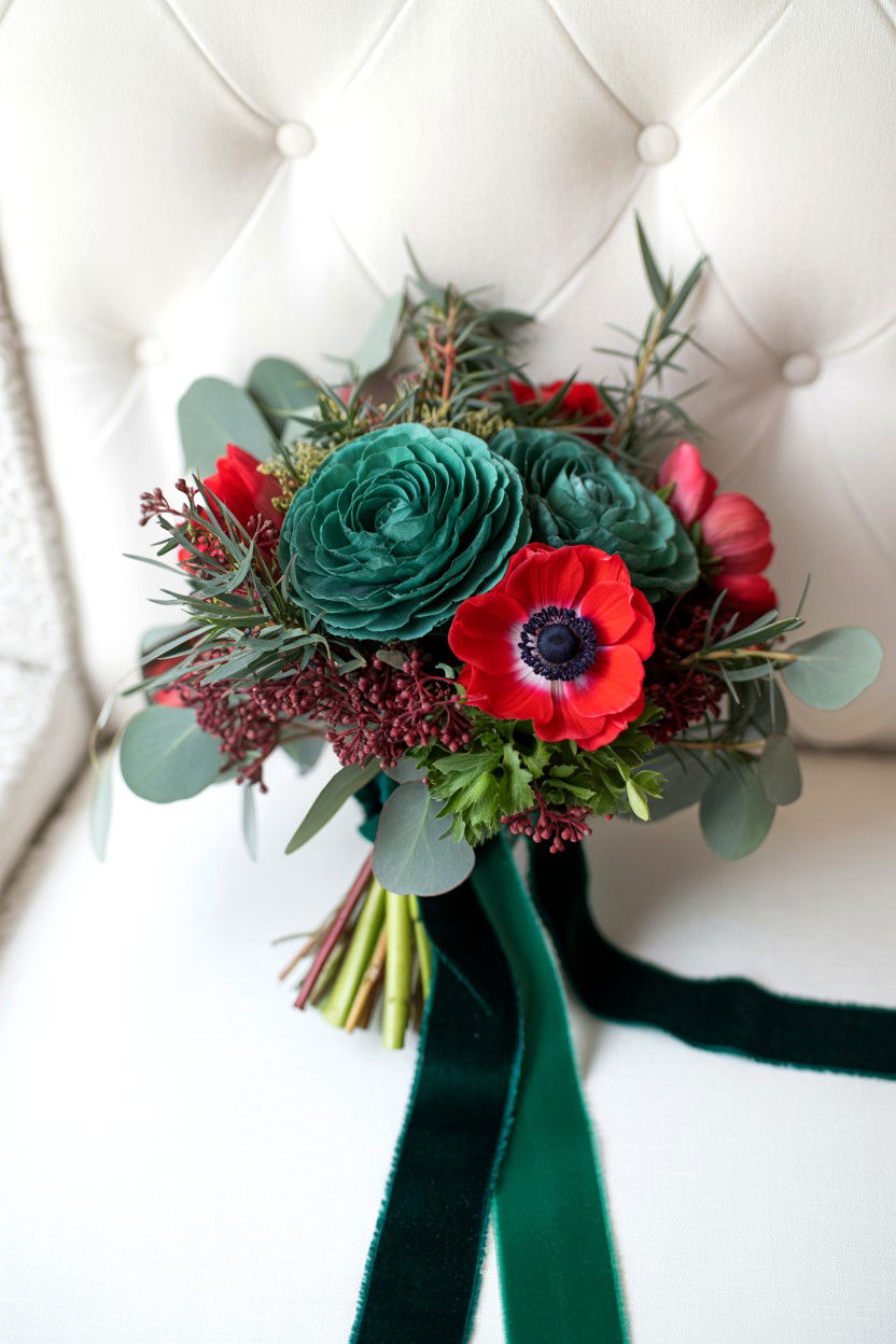 Emerald Green and Red Wedding - 25 Valentine's Day Wedding Color Ideas