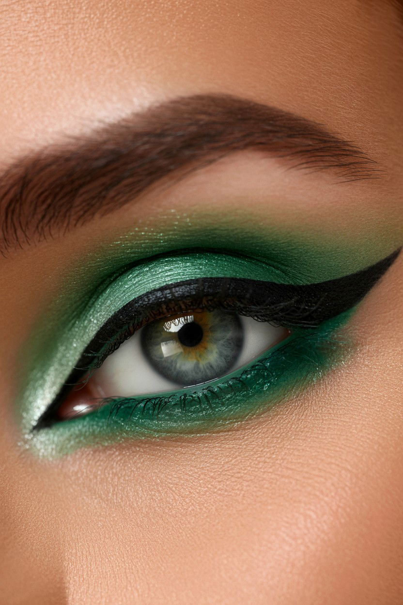 Emerald green eye - 25 Smoky Eye Valentine's Day Looks