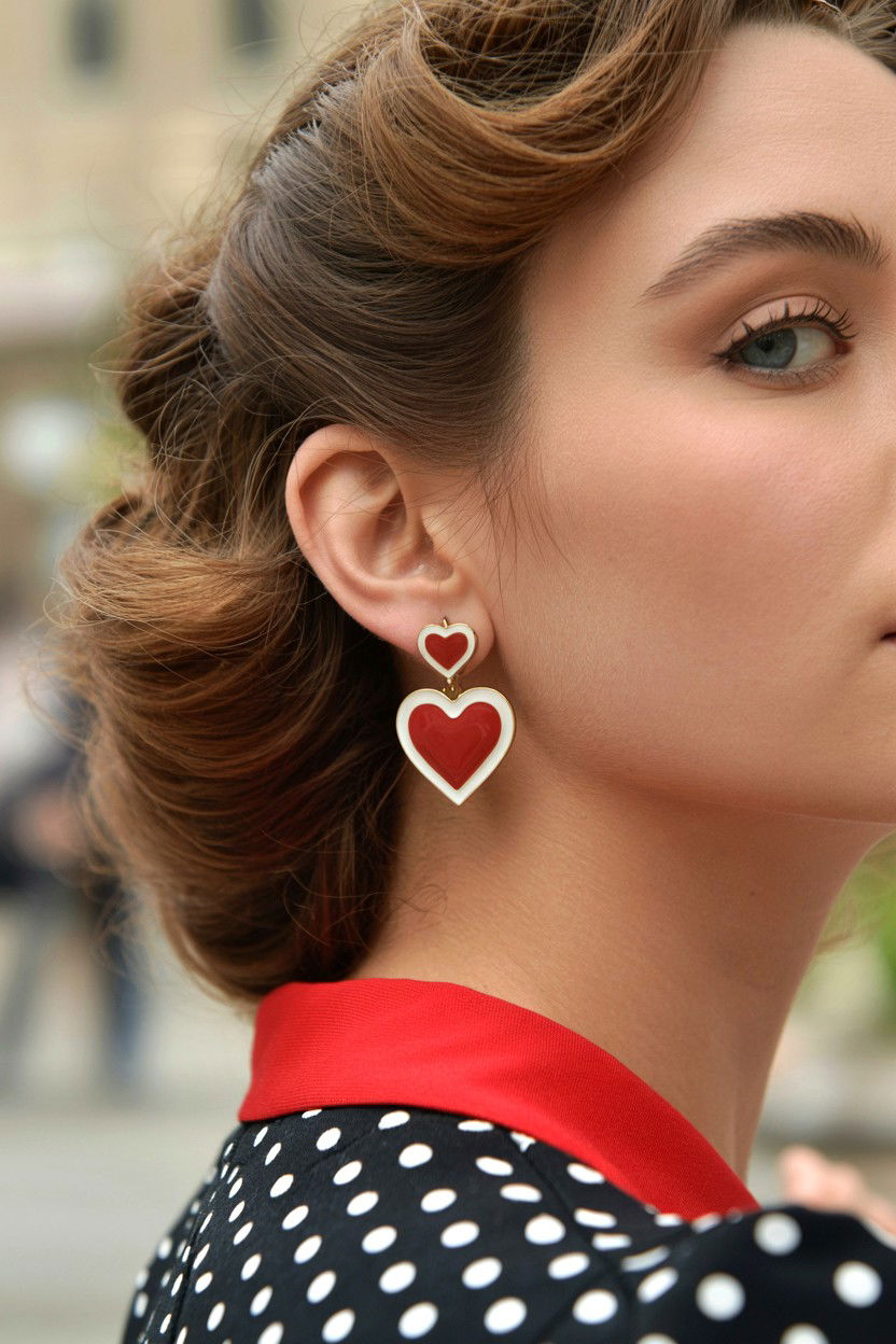 Enamel heart earring - 25 Valentine's Day Earring Ideas