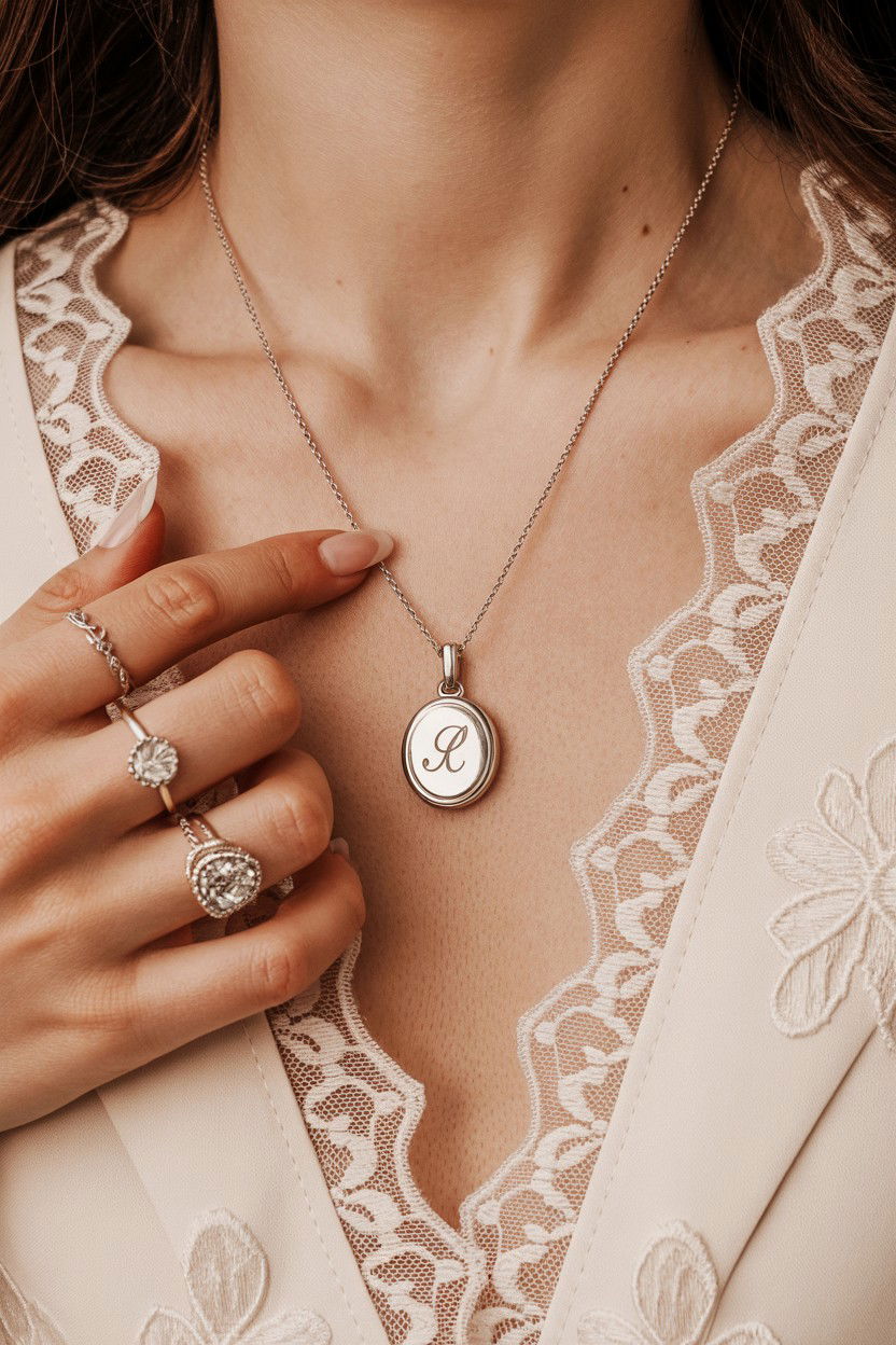 Engraved Initial Locket - 25 Valentine's Day Initial Jewelry Ideas