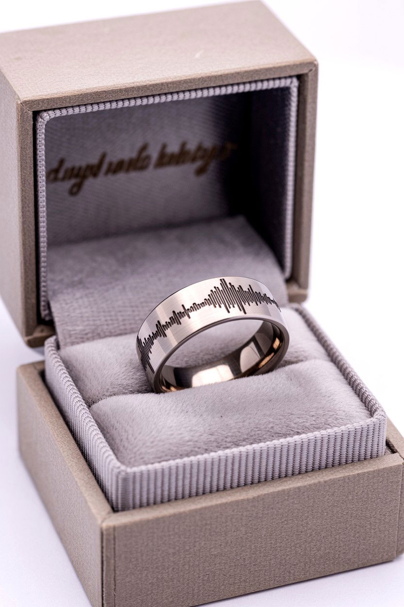 Engraved Sound Wave Ring - 25 Valentine's Day Sound Wave Art Ideas