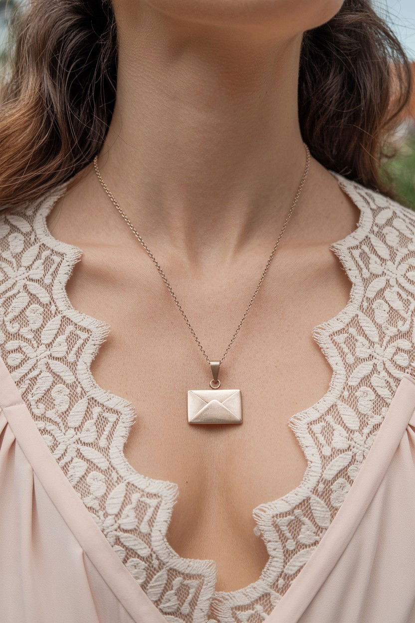 Envelope Locket Necklace - 25 Valentine's Day Personalized Jewelry Ideas