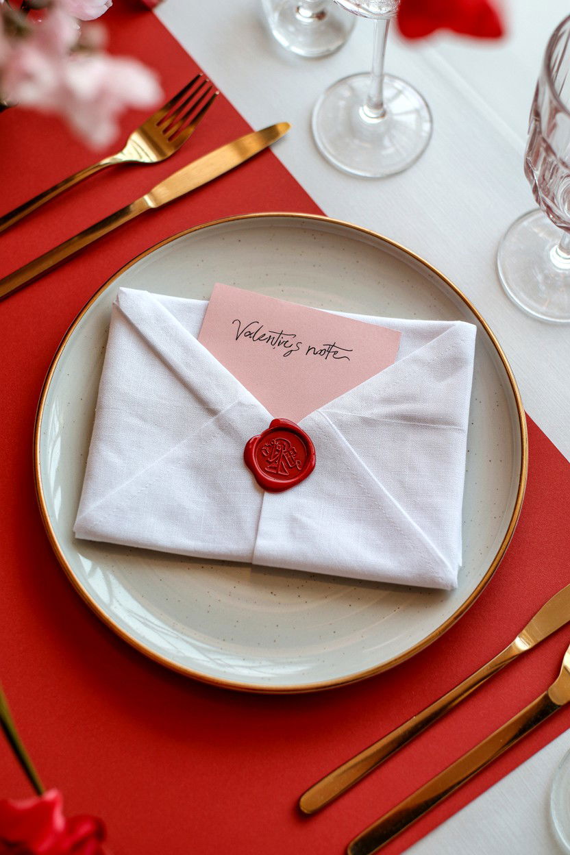 Envelope Napkin Fold - 25 Valentine's Day Napkin Folding Ideas
