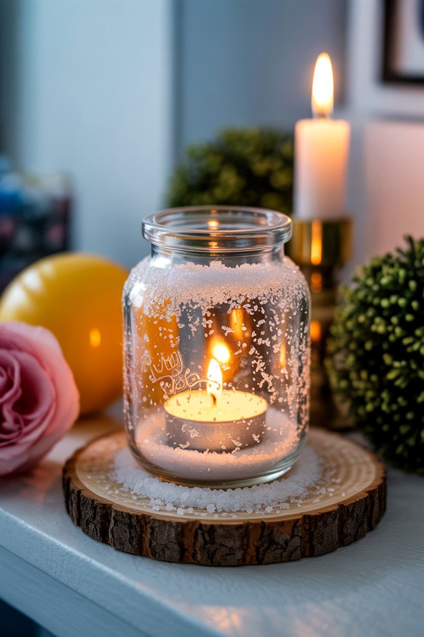 Epsom salt tea light jar - 25 Valentine's Day Tea Light Ideas