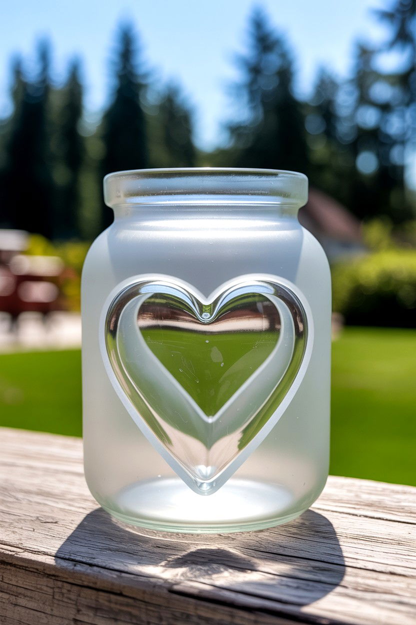 Etched Glass Heart Jar - 25 Valentine's Day Candle Holder Ideas