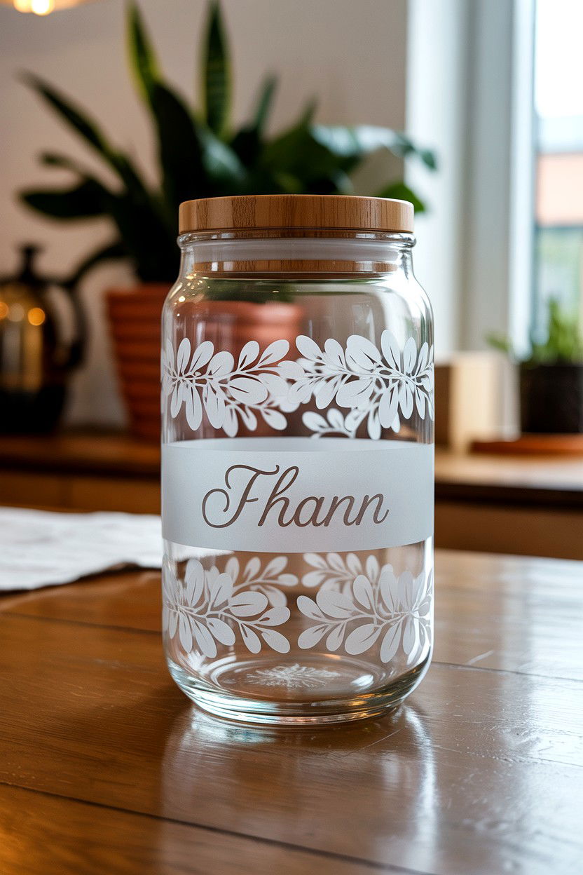 Etched Glass Jar - 25 Valentine's Day Gratitude Jar Ideas