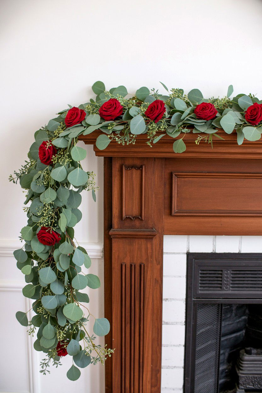 Eucalyptus And Rose Garland - 25 Valentine's Day Wedding Flower Ideas