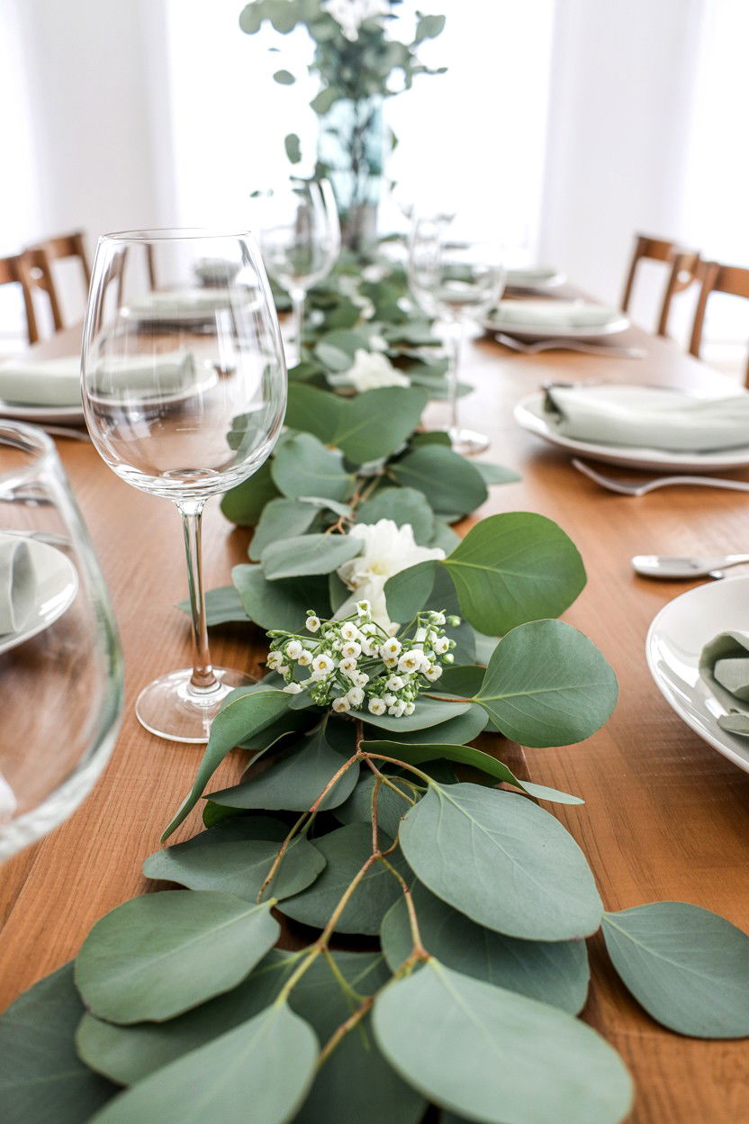 Eucalyptus Garland Decor - 25 Modern Valentine's Day Table Ideas