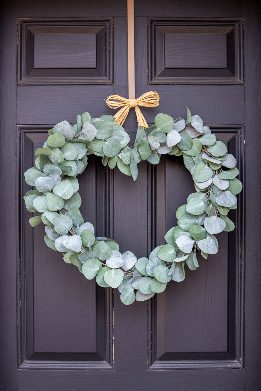 Eucalyptus Heart - 25 Simple Valentine's Day Wreath Ideas