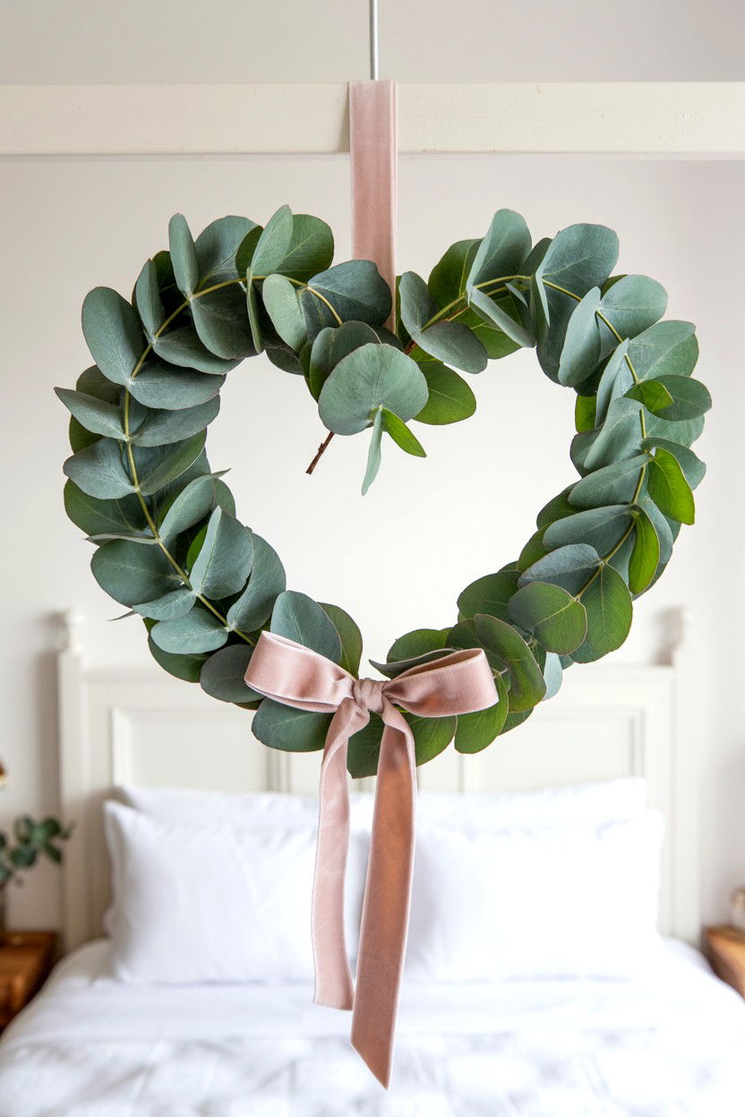 Eucalyptus Heart Wreath - 25 Farmhouse Valentine's Day Decor Ideas