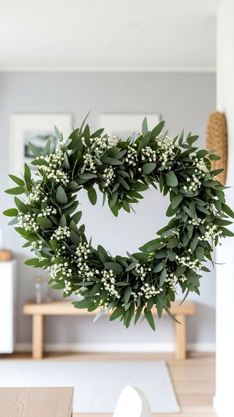 Eucalyptus Heart Wreath - 25 valentine's day wreath ideas