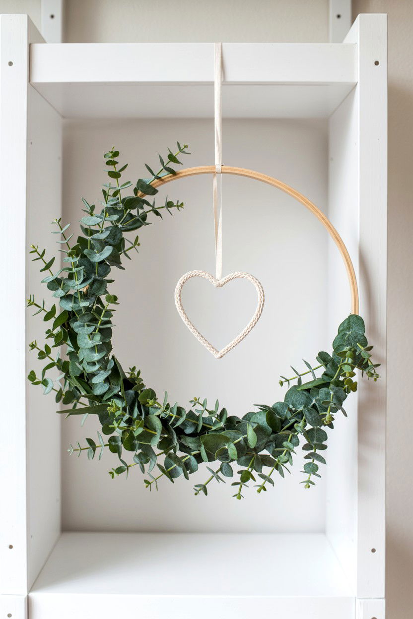 Eucalyptus Hoop Wreath Valentine - 25 Eucalyptus Valentine's Day Wreath Ideas