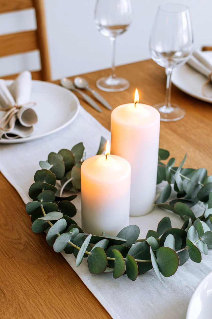 Eucalyptus Pillar Candles - 25 Valentine's Day Pillar Candle Ideas