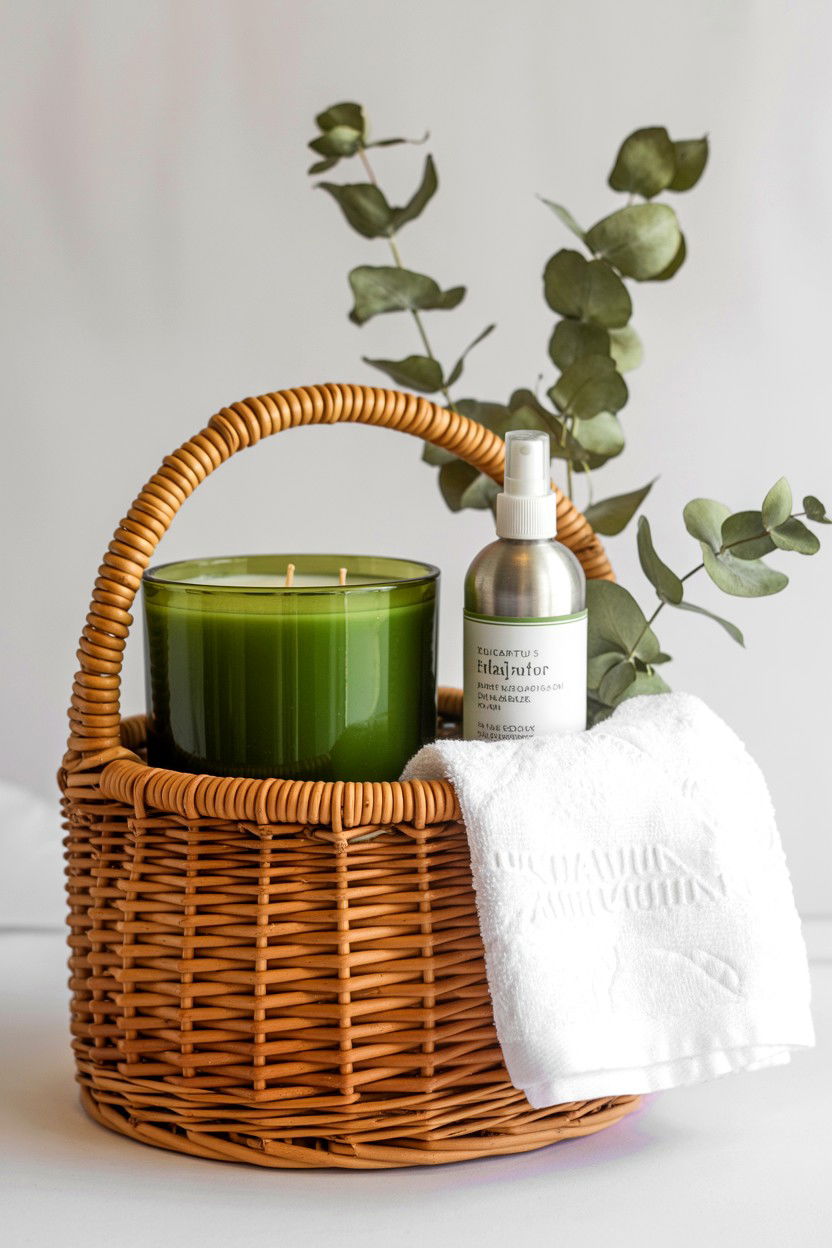 Eucalyptus Relaxation Gift - 25 Valentine's Day Candle Gift Basket Ideas