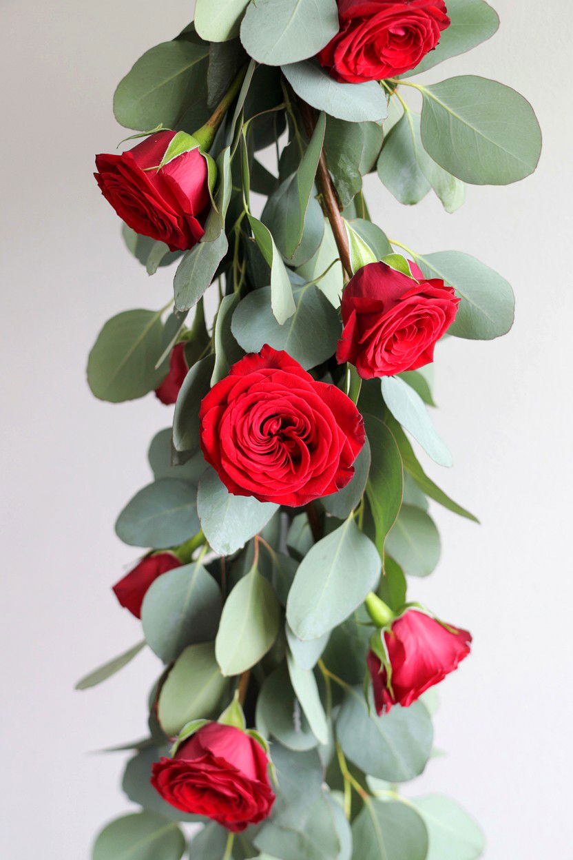 Eucalyptus Rose Garland - 25 Valentine's Day Garland Ideas