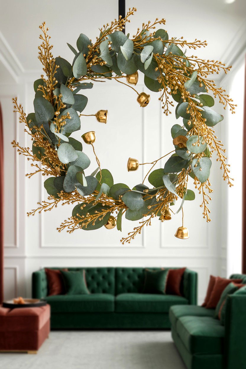 Eucalyptus Wreath Gold Accents - 25 Eucalyptus Valentine's Day Wreath Ideas