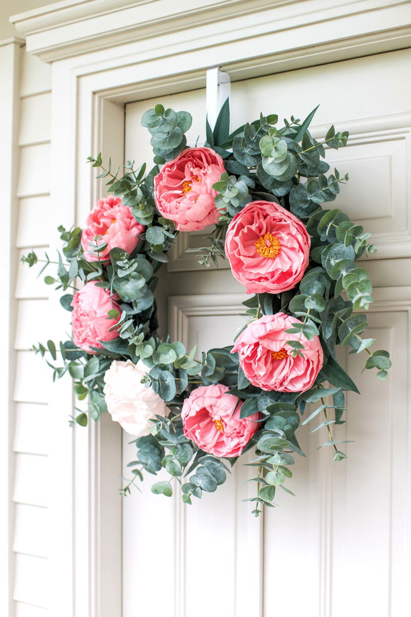 Eucalyptus Wreath Pink Peonies - 25 Eucalyptus Valentine's Day Wreath Ideas