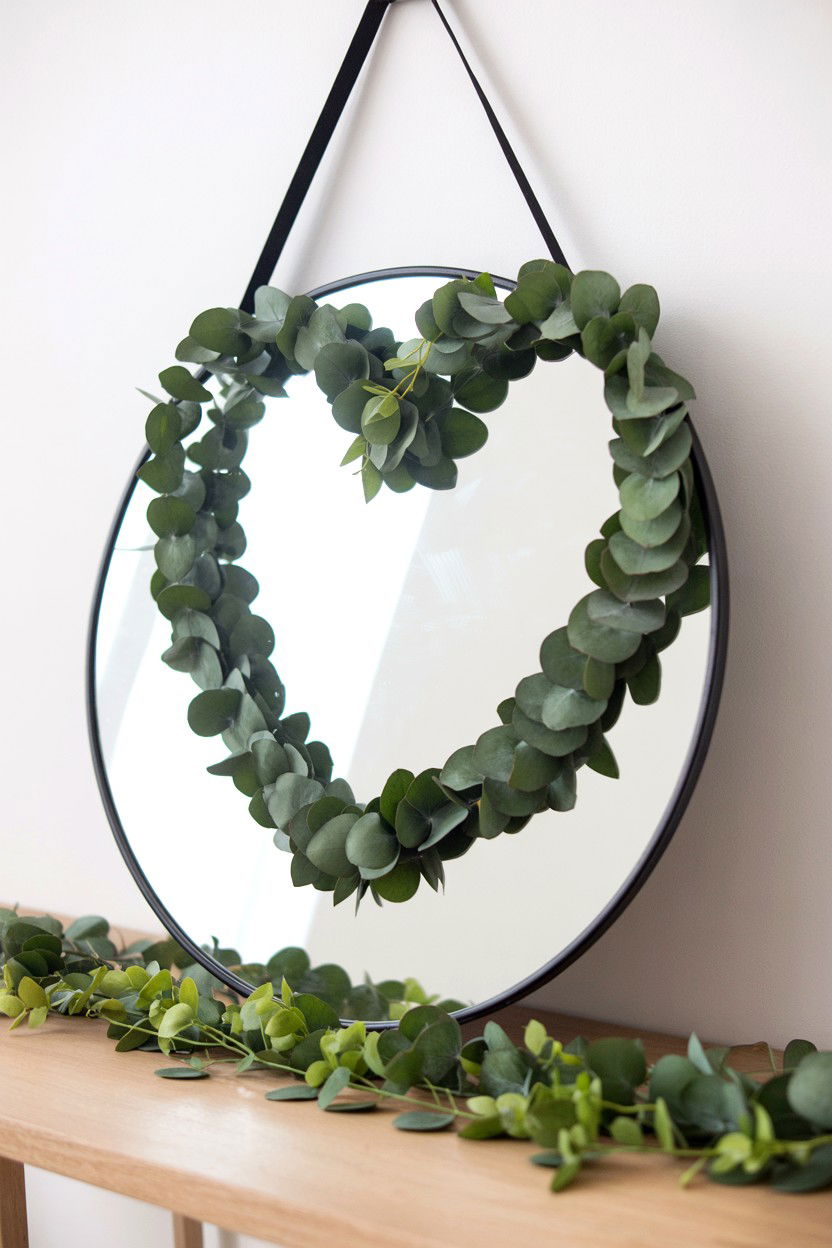 Eucalyptus heart garland - 25 Scandinavian Valentine's Day Decor Ideas