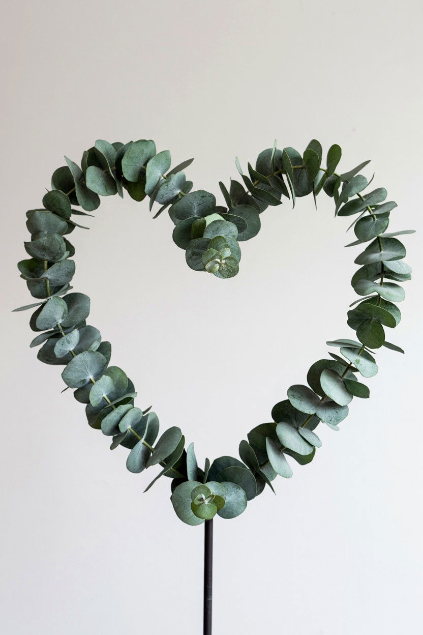 Eucalyptus heart topiary - 25 Valentine's Day Topiary Ideas