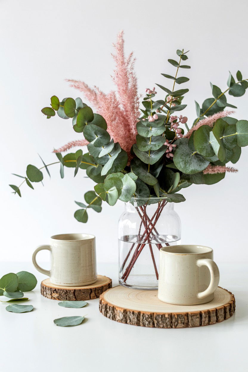 Eucalyptus valentine decor - 25 Valentine's Day Kitchen Tiered Tray Ideas