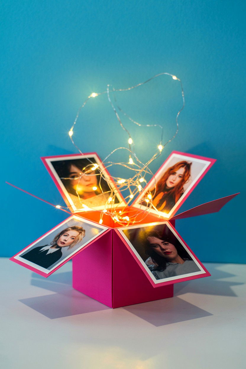 Explosion Box With Lights - 25 Valentine's Day Explosion Box Ideas