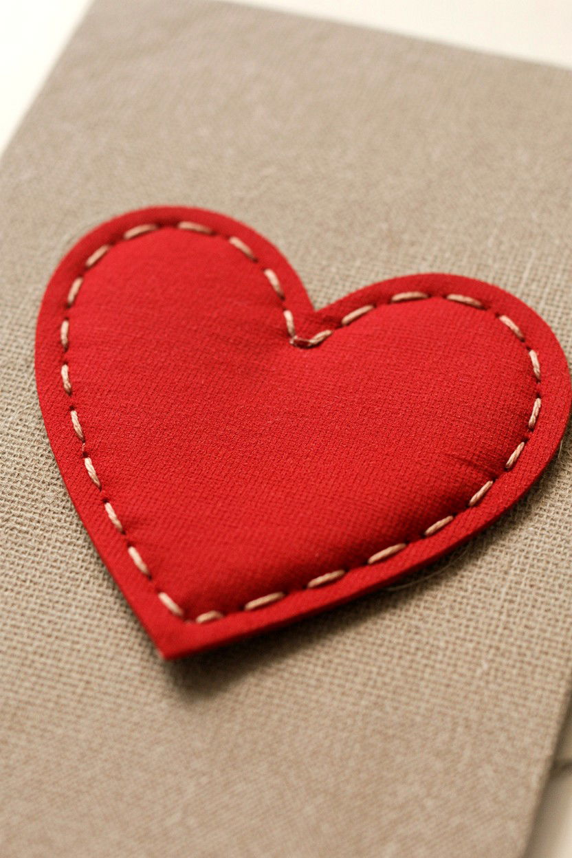 Fabric Applique Card - 25 Romantic Valentine's Day Card Ideas