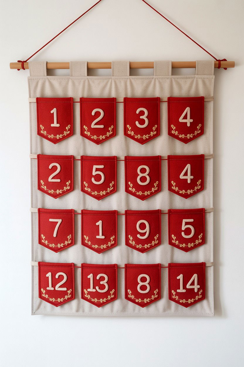 Fabric Pocket Wall Hanging - 25 Valentine's Day Countdown Calendar Ideas