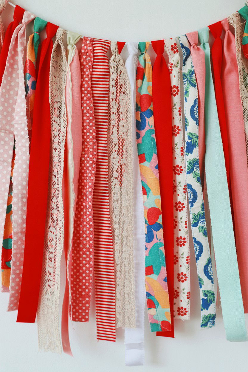 Fabric Scrap Garland - 25 Valentine's Day Garland Ideas