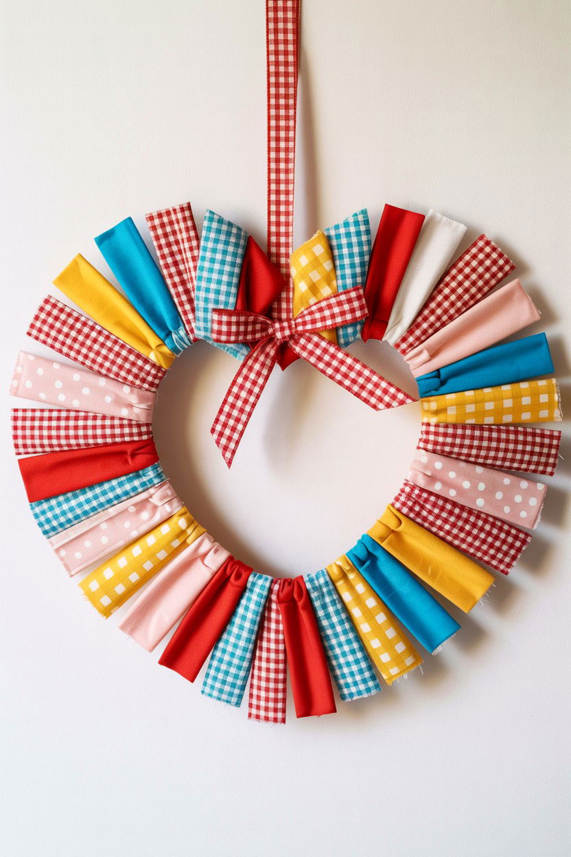Fabric Scrap Heart - 25 Heart Shaped Wreath Ideas