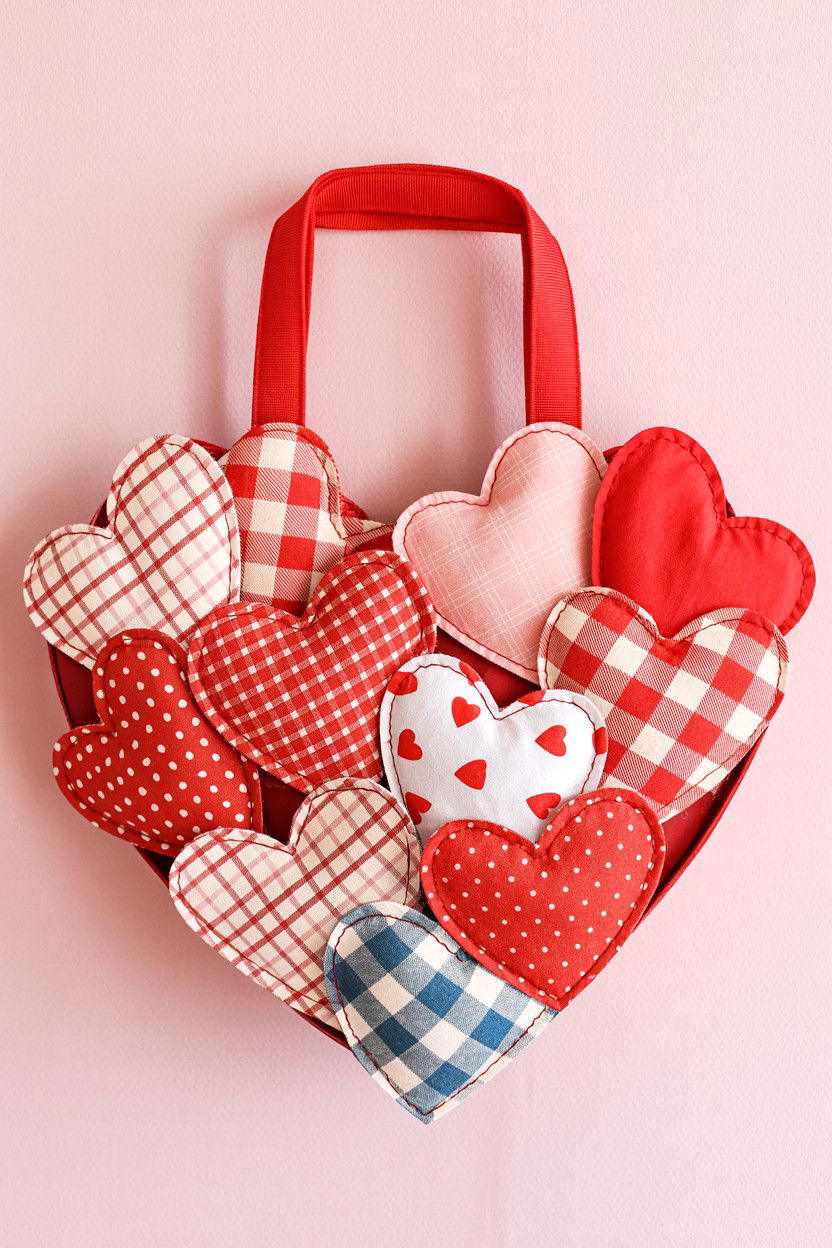Fabric Scrap Heart Bag - 25 Valentine's Day Paper Bag Ideas