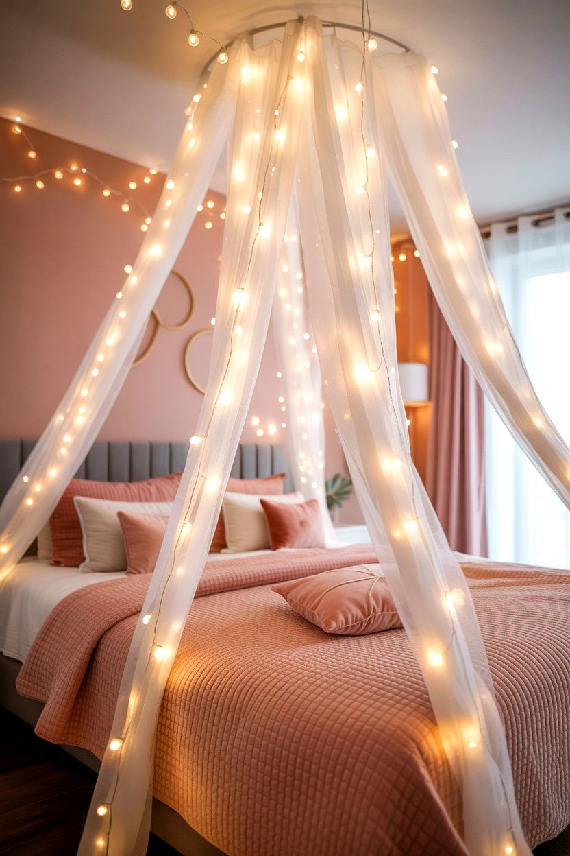 Fairy Light Canopy - 25 Valentine's Day Indoor Photo Ideas
