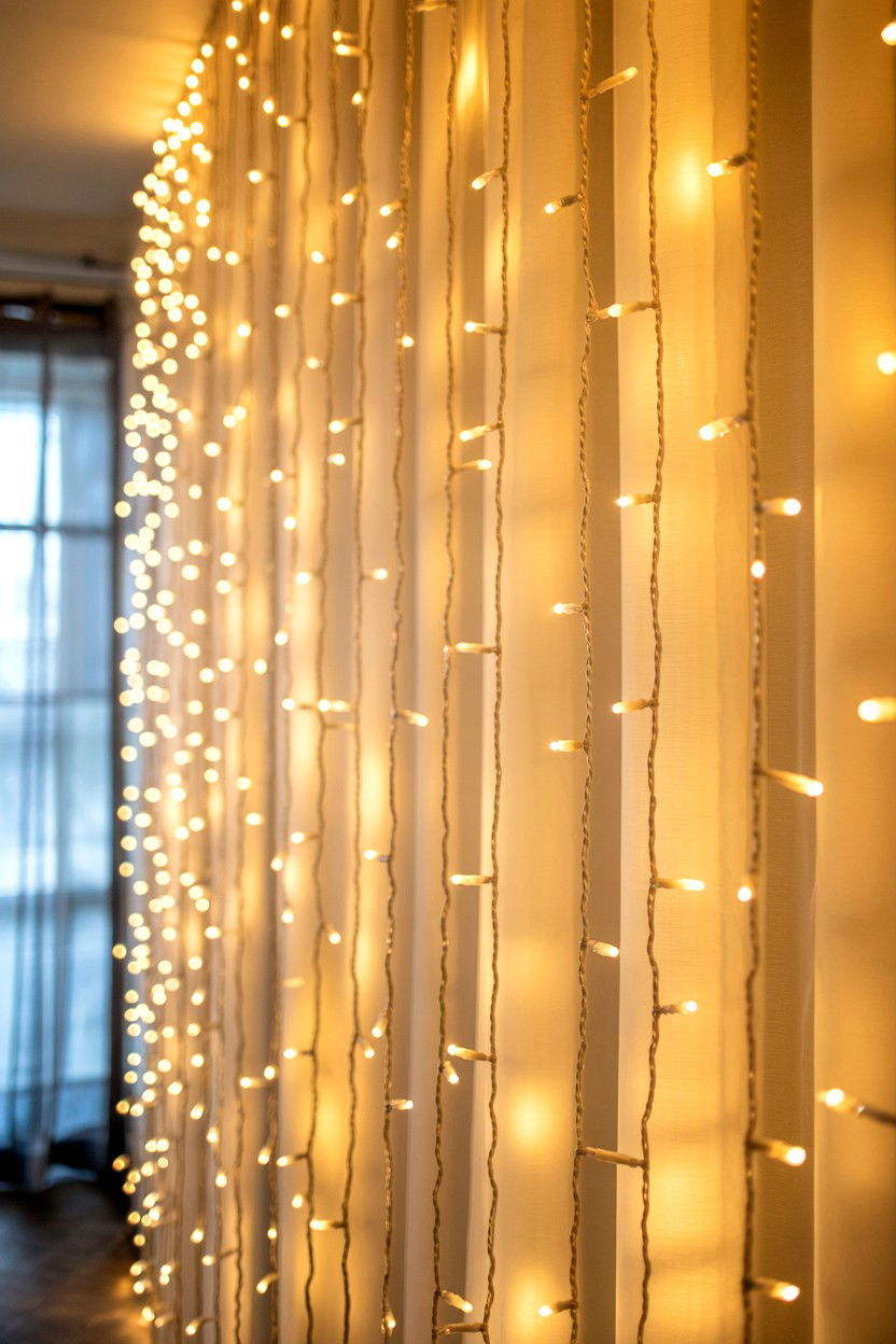 Fairy Light Wall - 25 Valentine's Day Party Backdrop Ideas