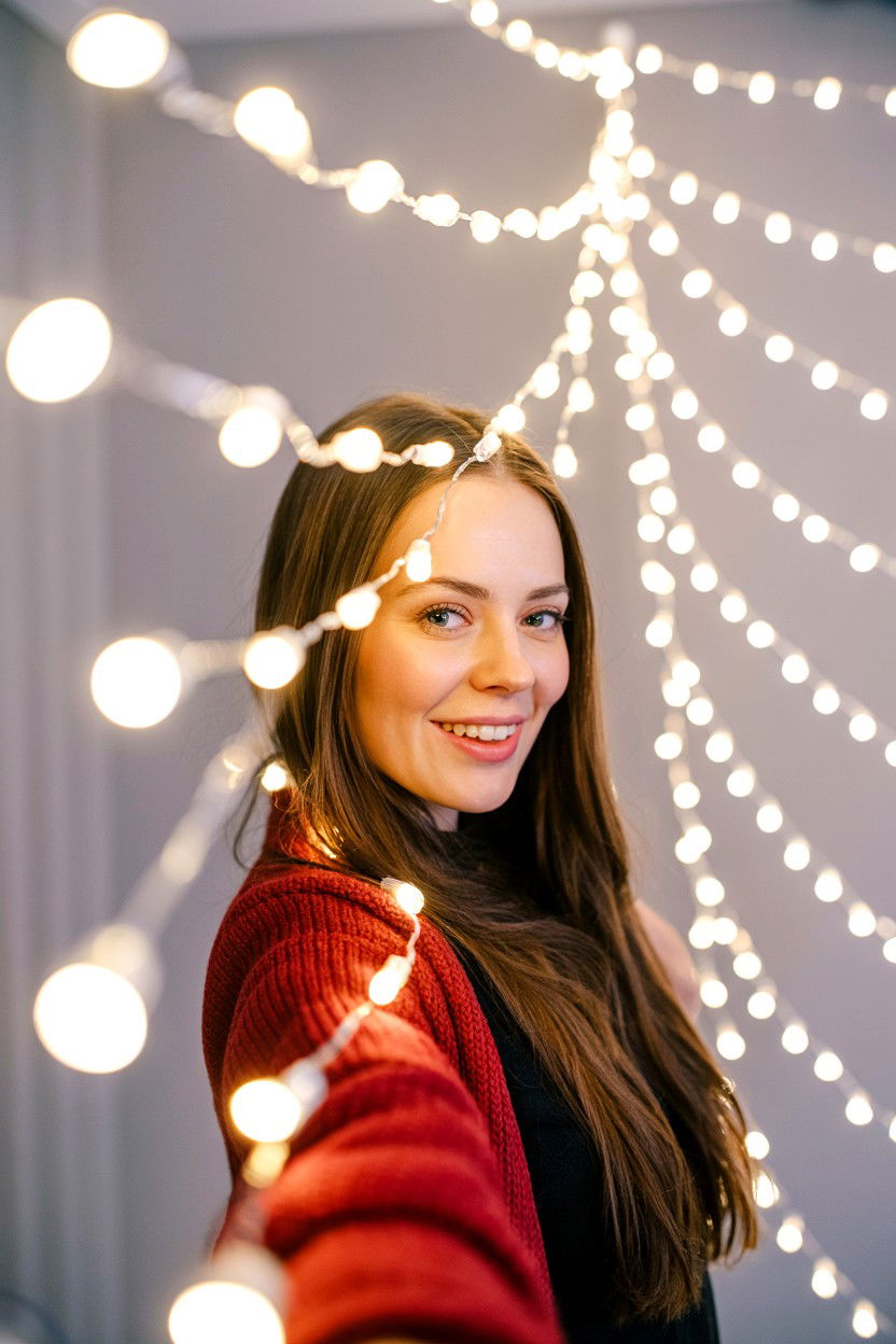 Fairy Lights Background - 25 Valentine's Day Selfie Ideas