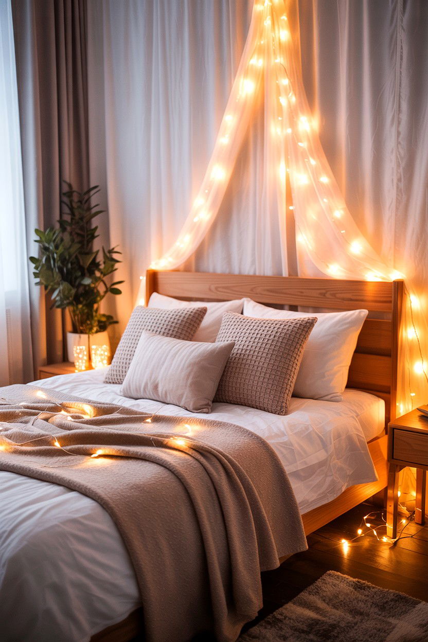 Fairy Lights Bedroom - 25 Budget Valentine's Day Room Setup Ideas