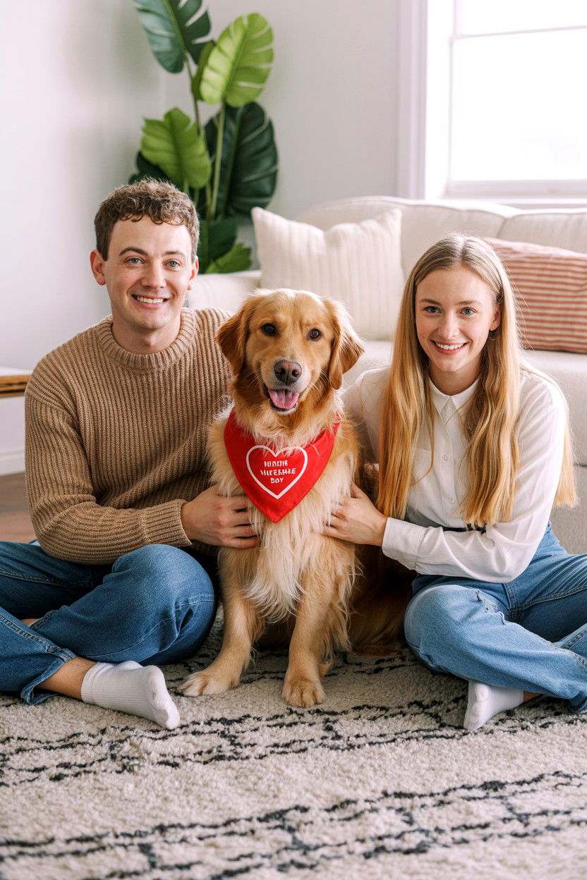 Family Pet Inclusion - 25 Valentine's Day Family Photo Ideas
