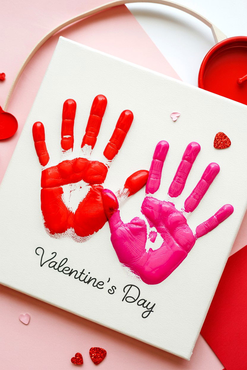 Family handprint art - 25 Valentine's Day Time Capsule Ideas