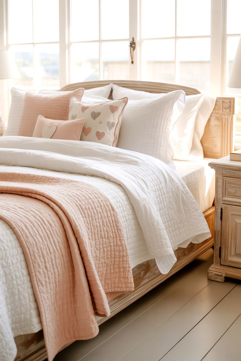 Farmhouse Bedroom Bedding - 25 Farmhouse Valentine's Day Decor Ideas