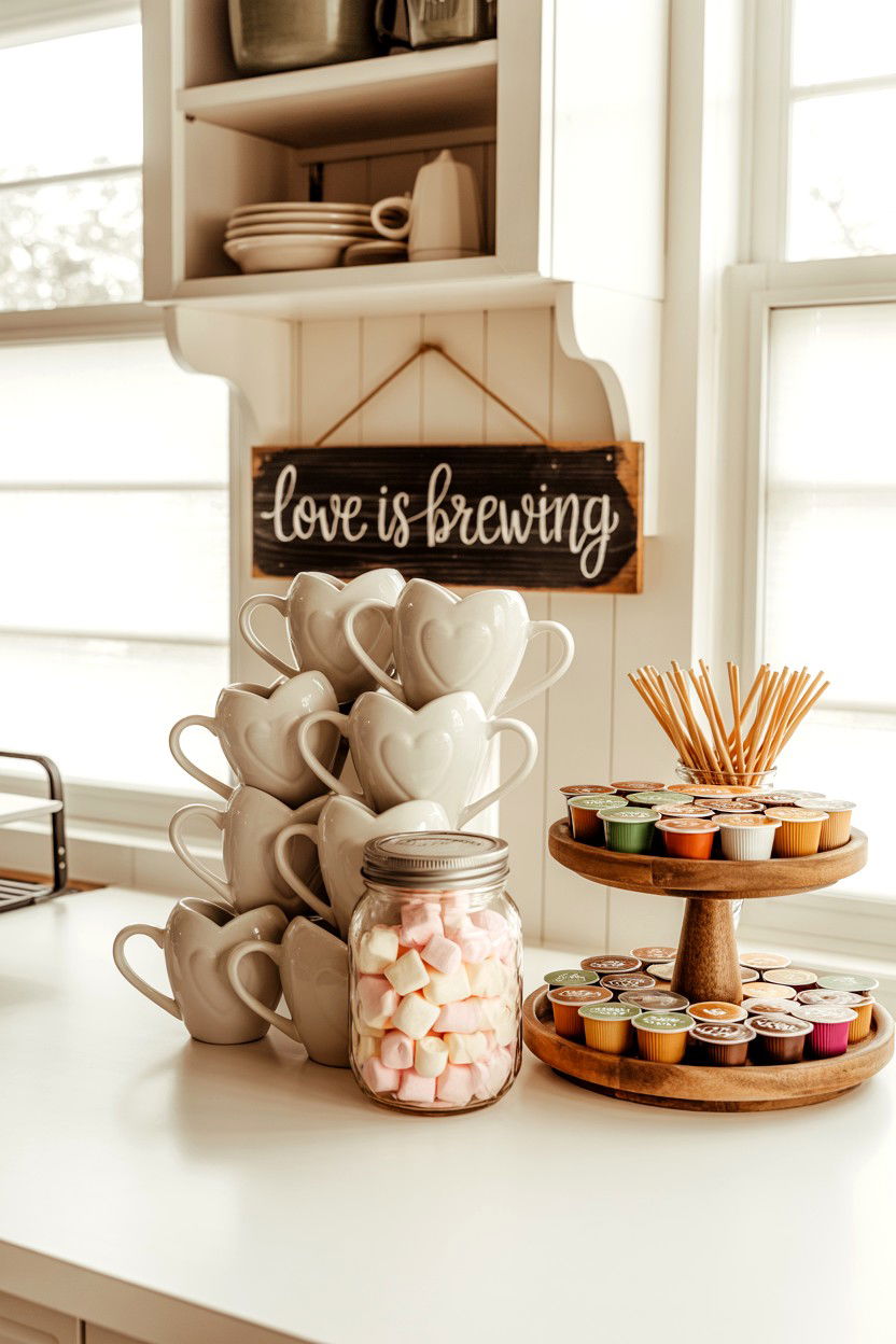 Farmhouse Coffee Bar - 25 Farmhouse Valentine's Day Decor Ideas