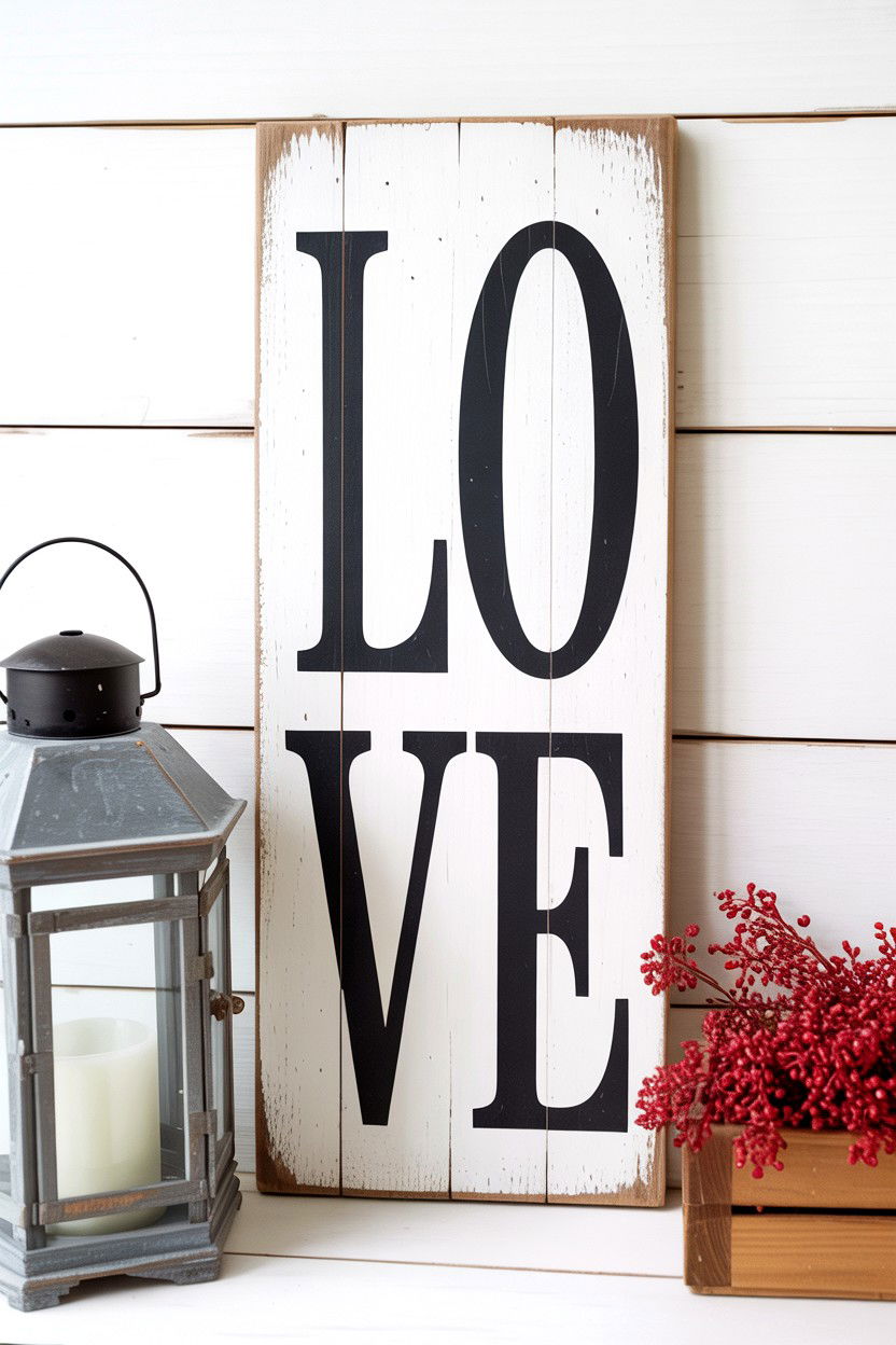 Farmhouse Love Sign - 25 Valentine's Day Porch Sign Ideas