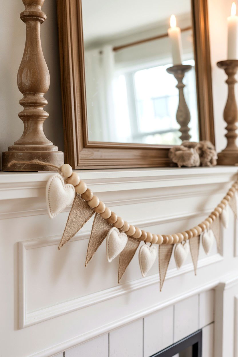 Farmhouse Mantel Garland - 25 Farmhouse Valentine's Day Decor Ideas
